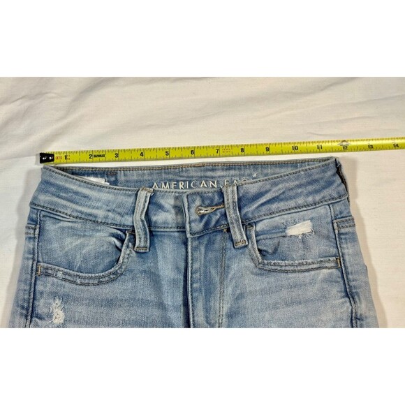 American Eagle Jeans Hi-Rise Jegging Crop Next Level Stretch Distressed Size 00 - Picture 4 of 8